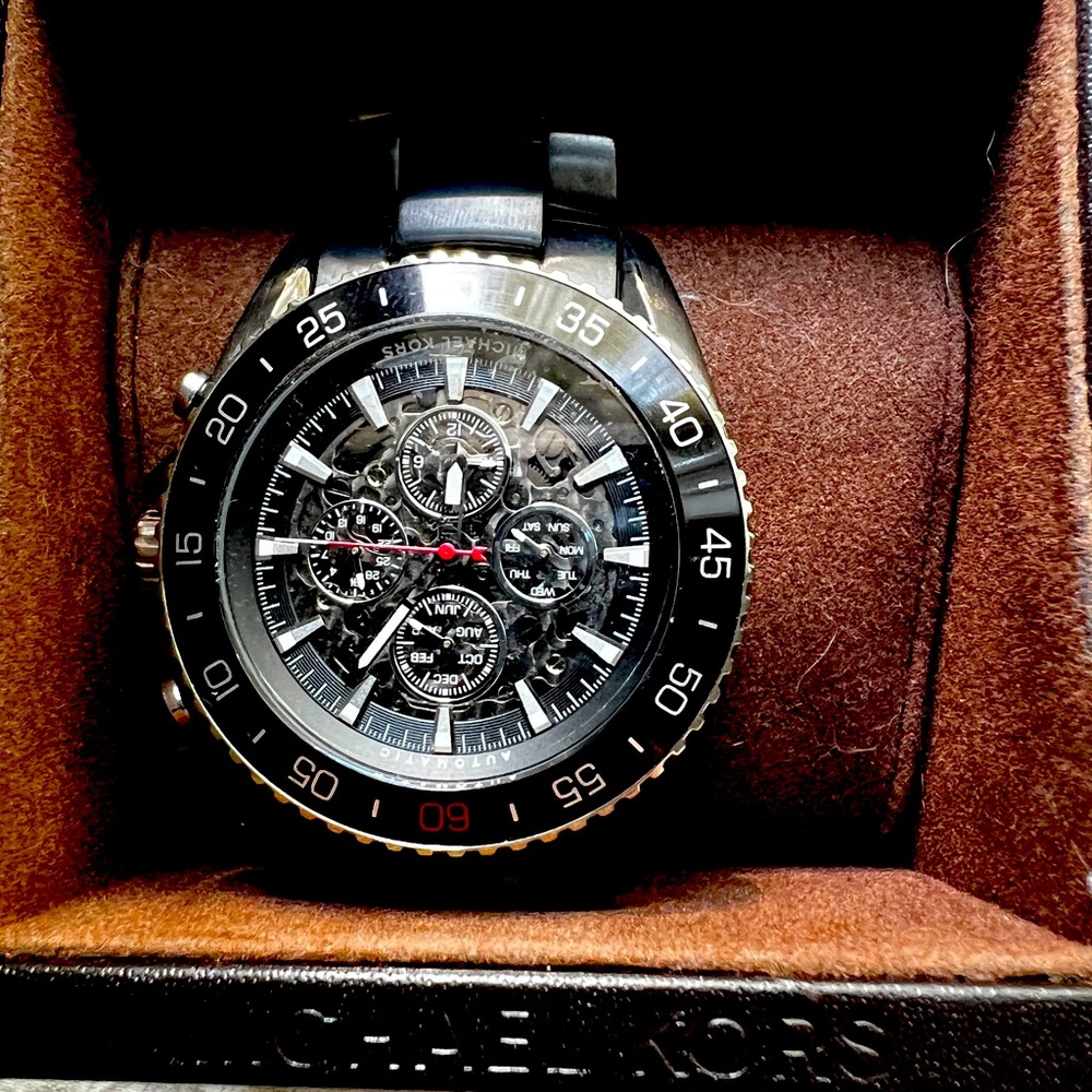 Michael Kors: Jet-Master Automatic Multi-Function Skeleton Dial Men's Watch